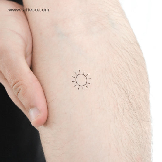 Minimalist Sun Temporary Tattoo - Set of 3