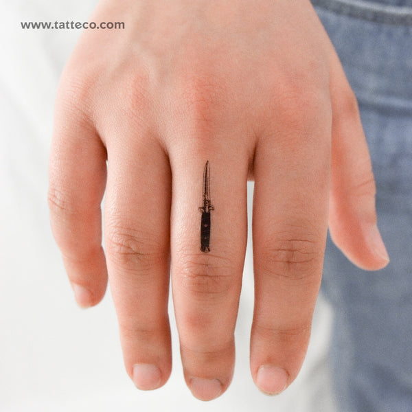 Stiletto Automatic Knife Temporary Tattoo - Set of 3