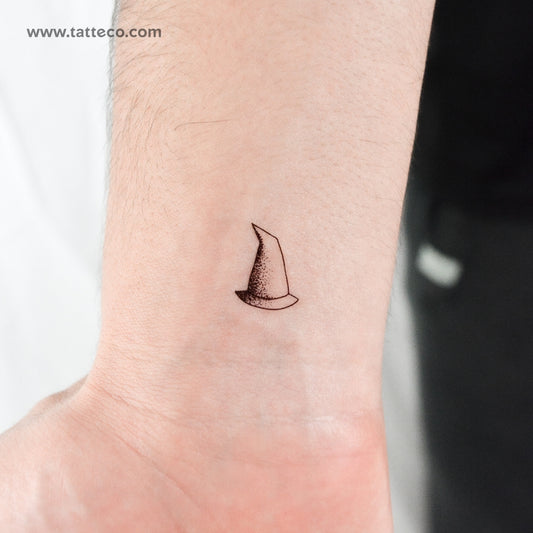 Dotwork Witch Hat Temporary Tattoo - Set of 3