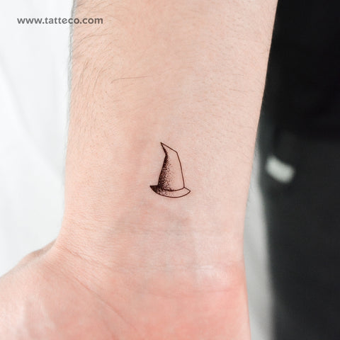 Dotwork Witch Hat Temporary Tattoo - Set of 3