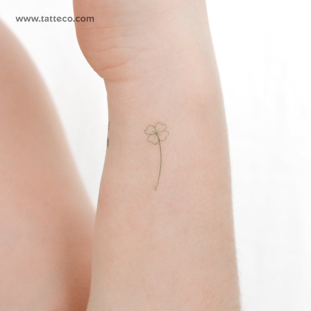 Green Four-Leaf Clover Temporary Tattoo - Set of 3