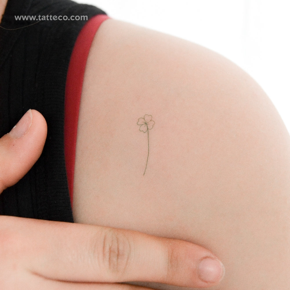 Green Four-Leaf Clover Temporary Tattoo - Set of 3