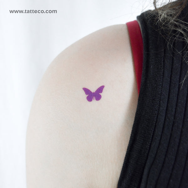 Purple Butterfly Temporary Tattoo - Set of 3