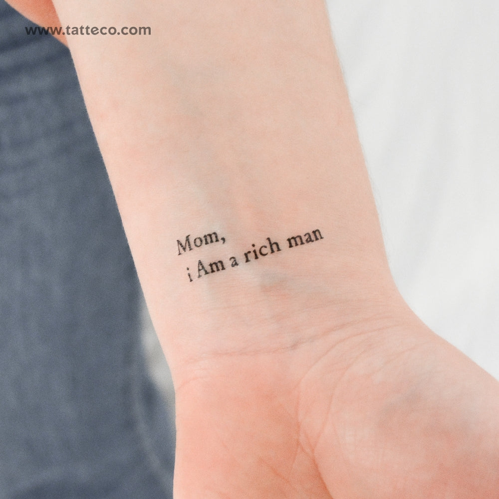 Tatuaje temporal "Mamá, soy un hombre rico" - Juego de 3