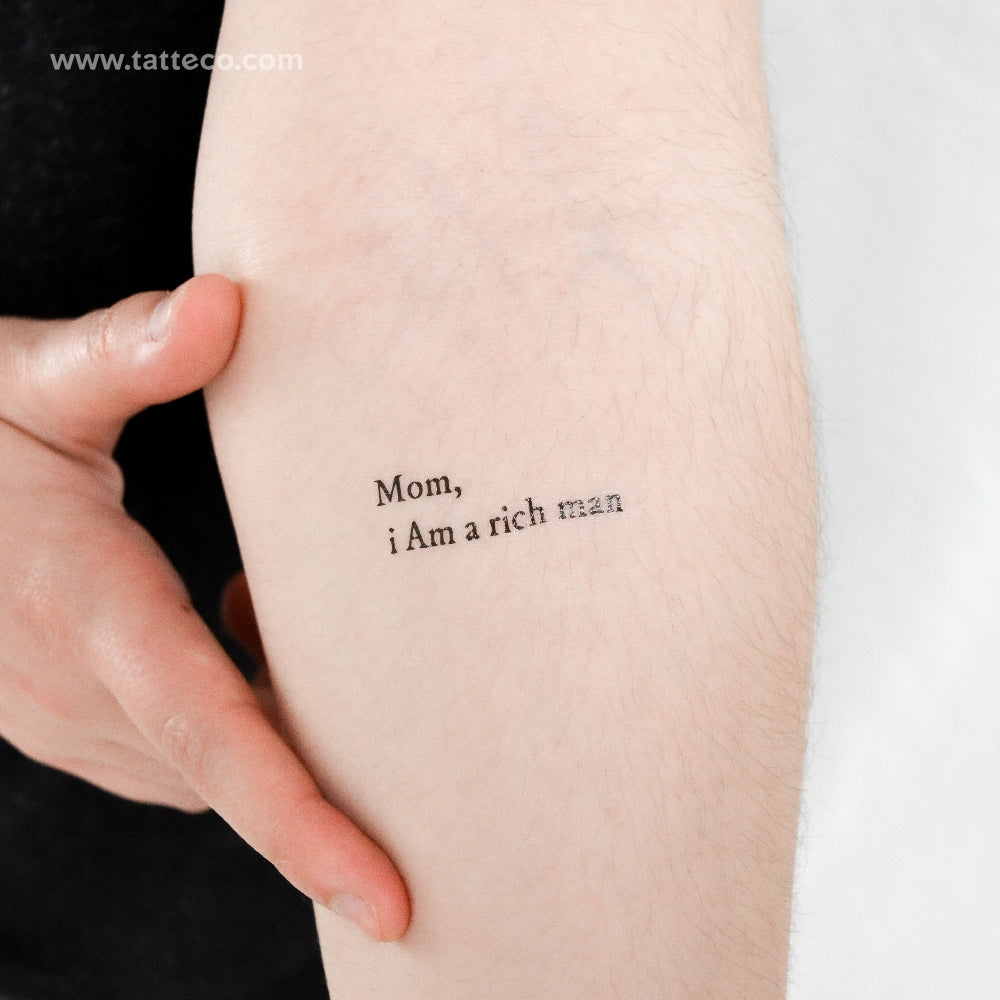 Tatuaje temporal "Mamá, soy un hombre rico" - Juego de 3