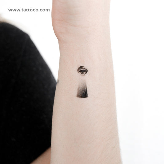 Girl Looking Through A Keyhole Temporary Tattoo - Set of 3