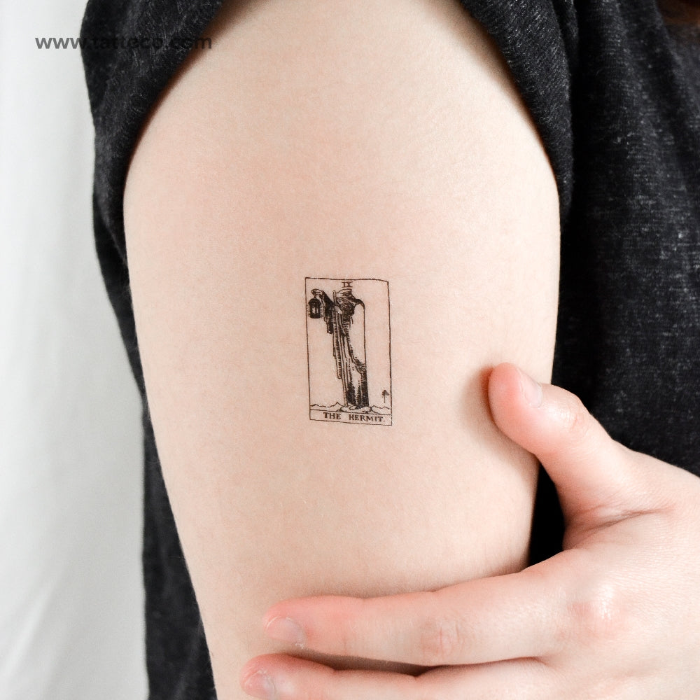 Small The Hermit Tarot Card Temporary Tattoo - Set of 3