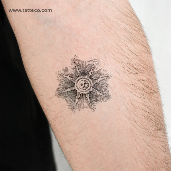 Engraving Sun Temporary Tattoo - Set of 3