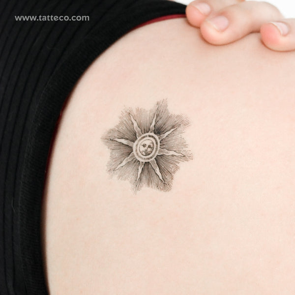 Engraving Sun Temporary Tattoo - Set of 3