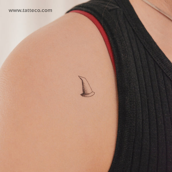 Dotwork Witch Hat Temporary Tattoo - Set of 3