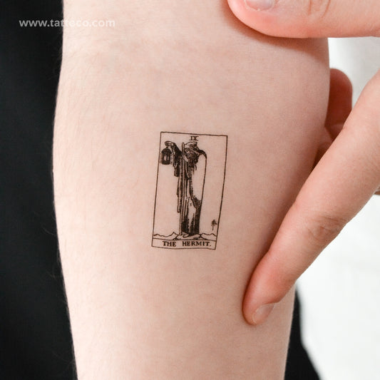 Small The Hermit Tarot Card Temporary Tattoo - Set of 3