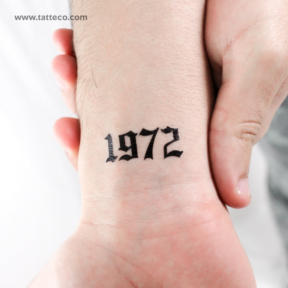 Gothic 1972 Birth Year Temporary Tattoo - Set of 3