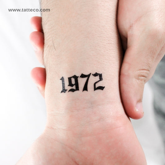 Gothic 1972 Birth Year Temporary Tattoo - Set of 3
