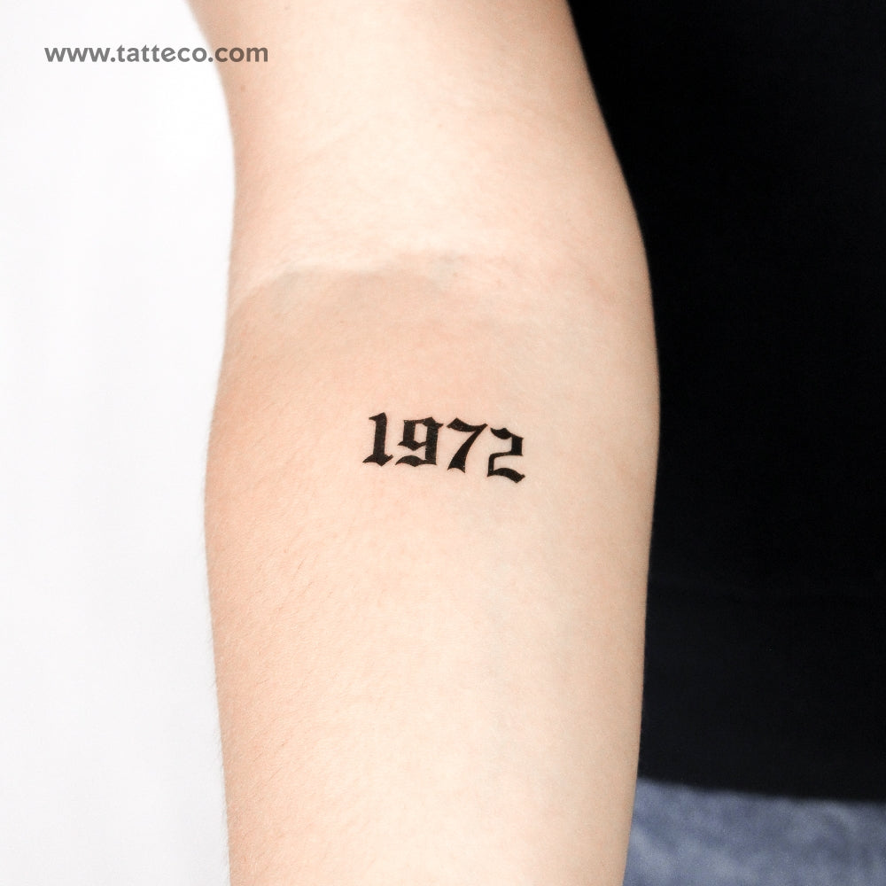 Gothic 1972 Birth Year Temporary Tattoo - Set of 3