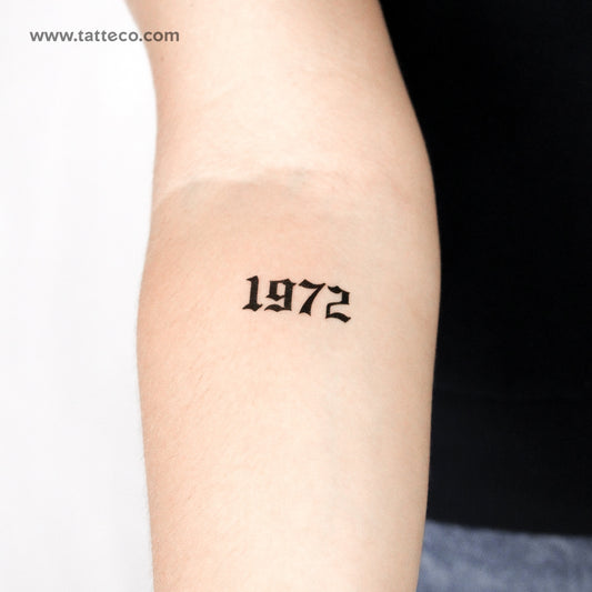 Gothic 1972 Birth Year Temporary Tattoo - Set of 3