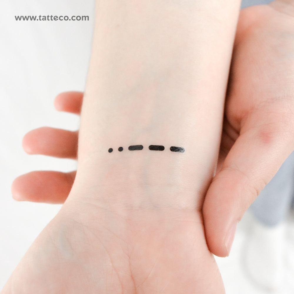 Morse Code 2 Temporary Tattoo - Set of 3