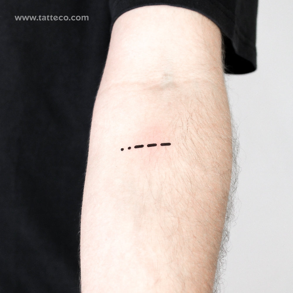 Morse Code 2 Temporary Tattoo - Set of 3