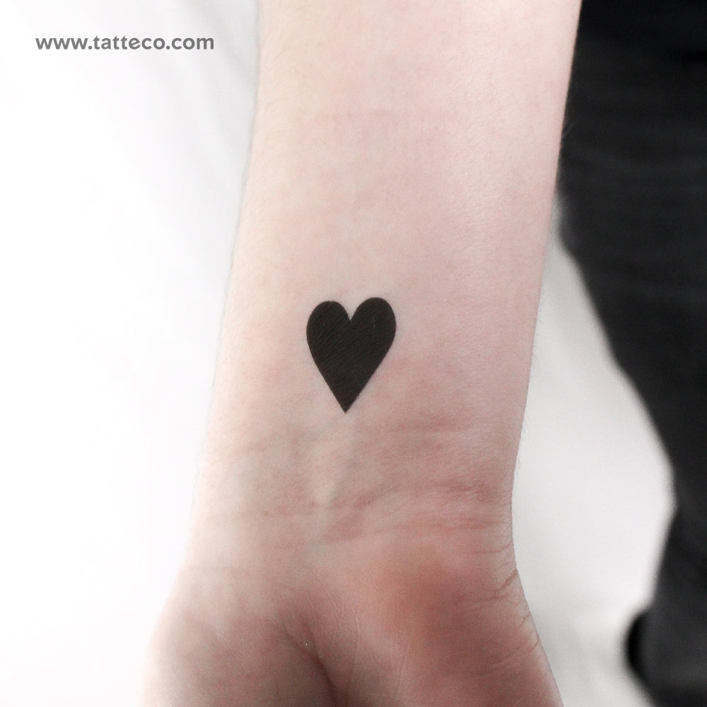 Black Heart Suit Temporary Tattoo - Set of 3