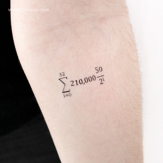 Bitcoin Supply Formula Temporary Tattoo - Set of 3