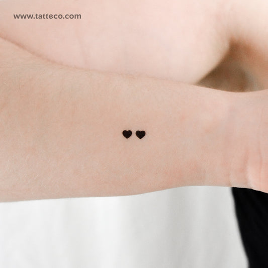 Two Horizontal Black Hearts Temporary Tattoo - Set of 3