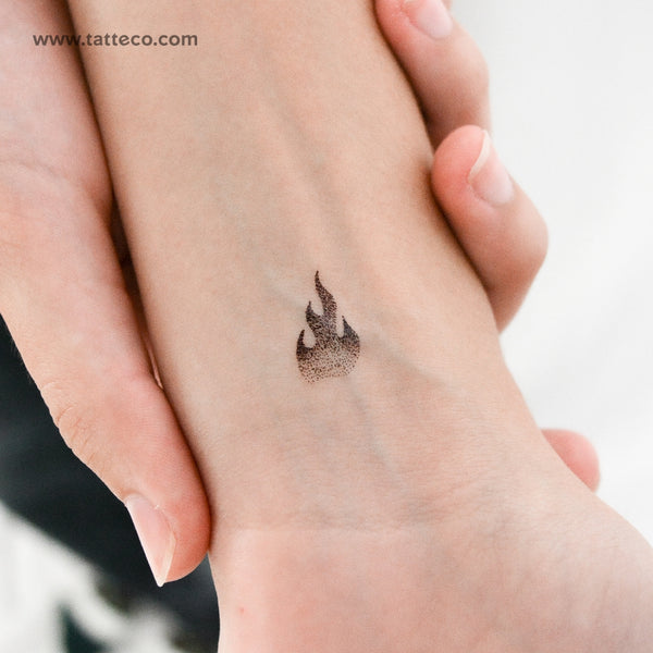 Dotwork Fire Temporary Tattoo - Set of 3