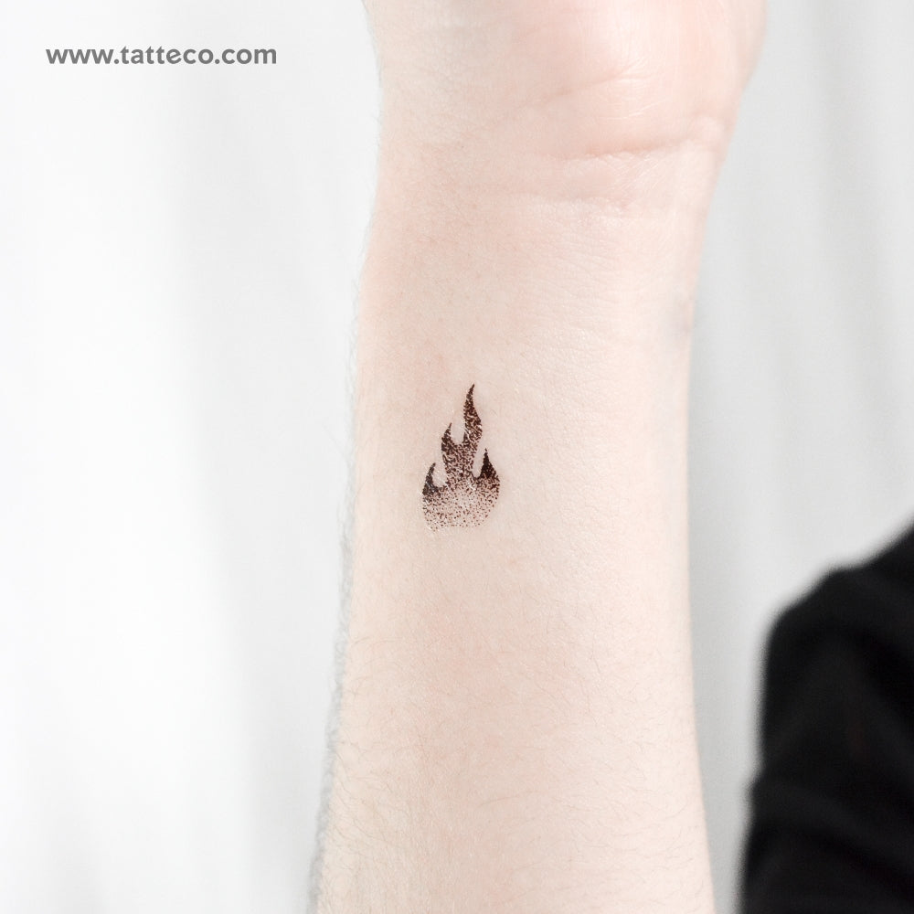 Dotwork Fire Temporary Tattoo - Set of 3