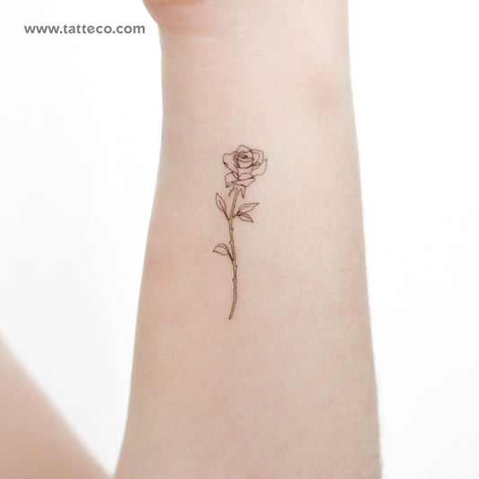 Fine Line Rose Temporary Tattoo - Set of 3