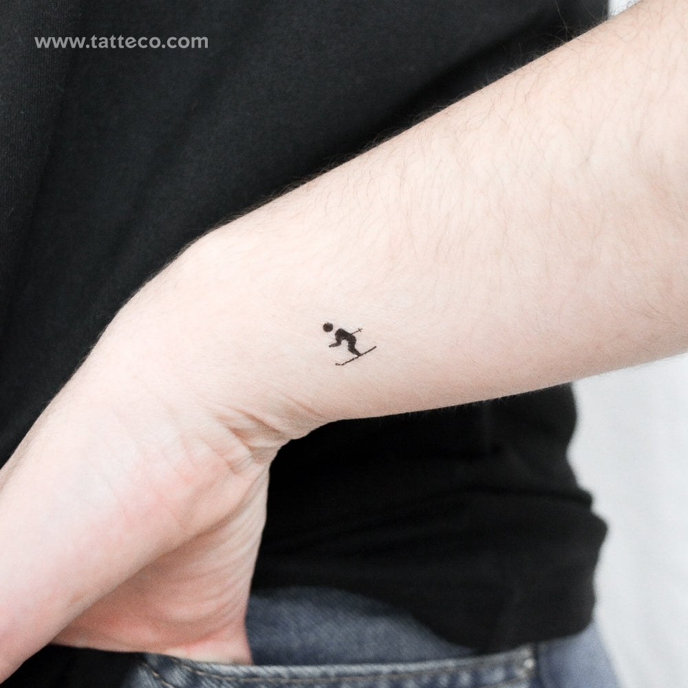 Skier Temporary Tattoo - Set of 3
