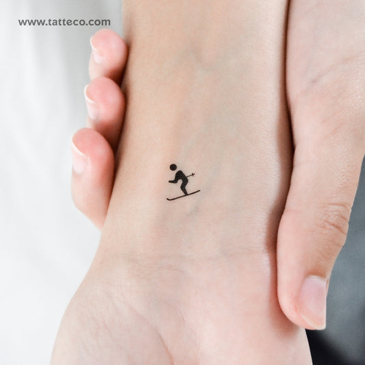 Skier Temporary Tattoo - Set of 3