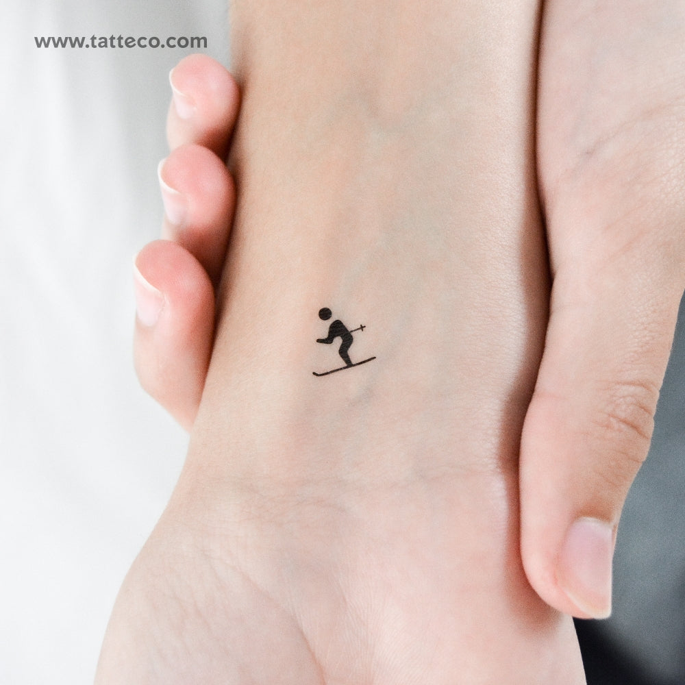 Skier Temporary Tattoo - Set of 3