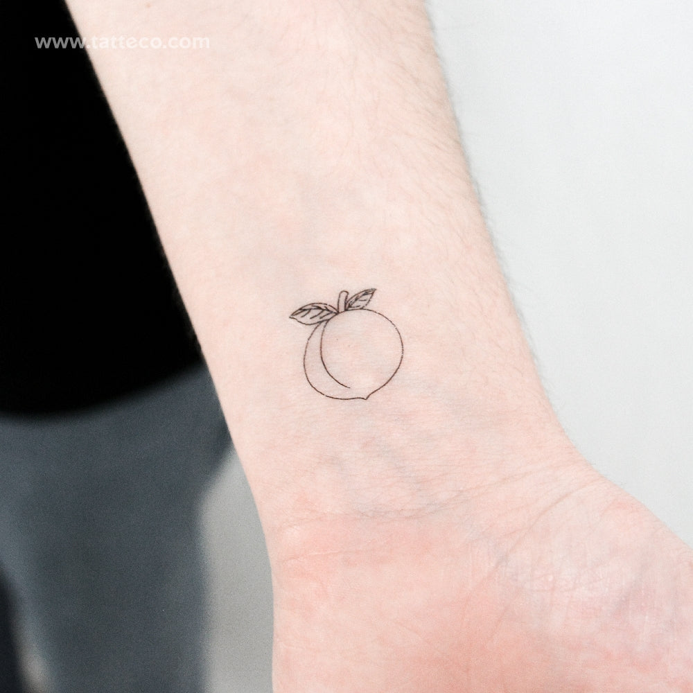 Tatuaje temporal de melocotón de línea fina - Juego de 3