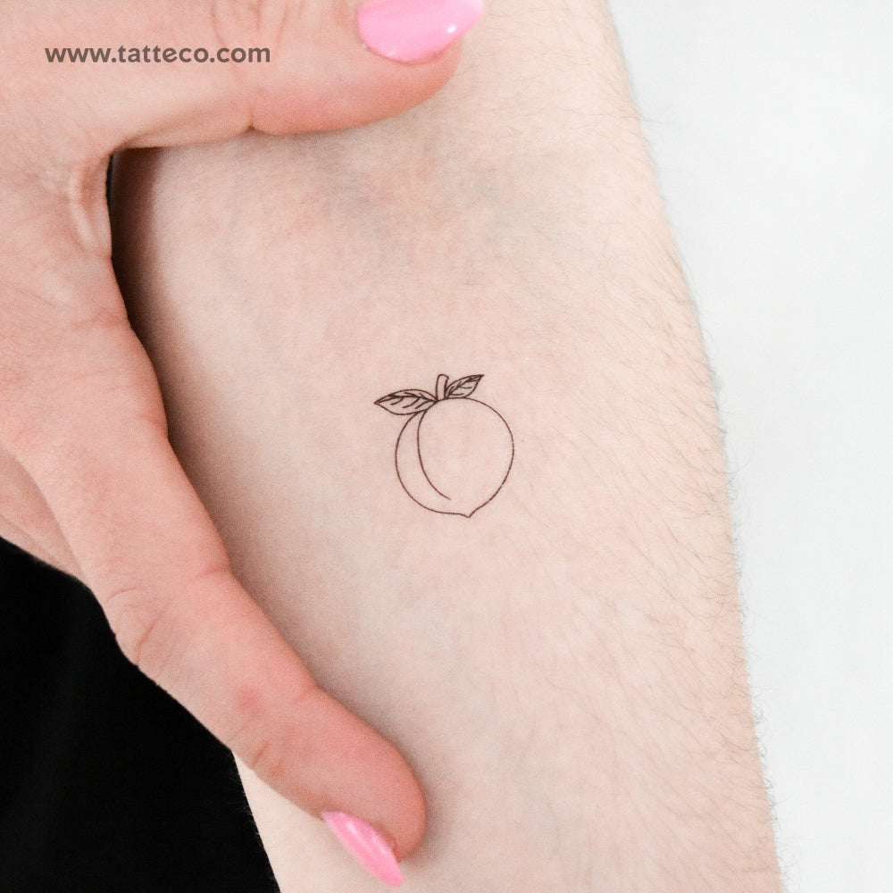 Tatuaje temporal de melocotón de línea fina - Juego de 3