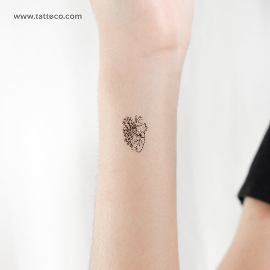 Tiny Flower Heart Temporary Tattoo - Set of 3