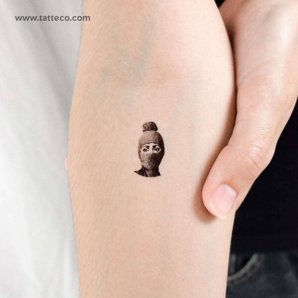 Woman With Balaclava Temporary Tattoo - Set of 3