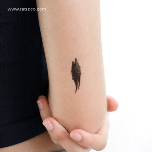 Small Crocodile And Shadow Temporary Tattoo - Set of 3