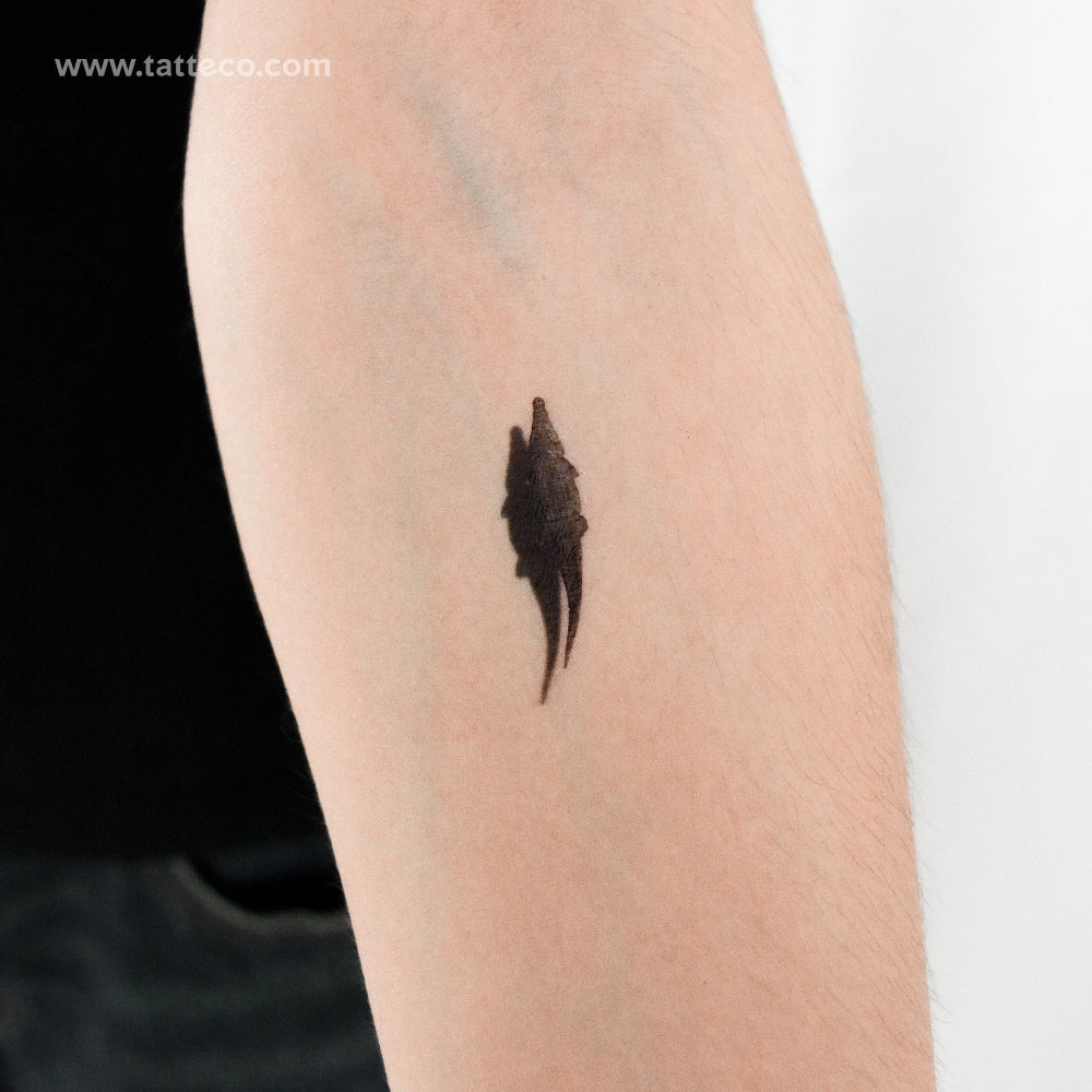 Small Crocodile And Shadow Temporary Tattoo - Set of 3