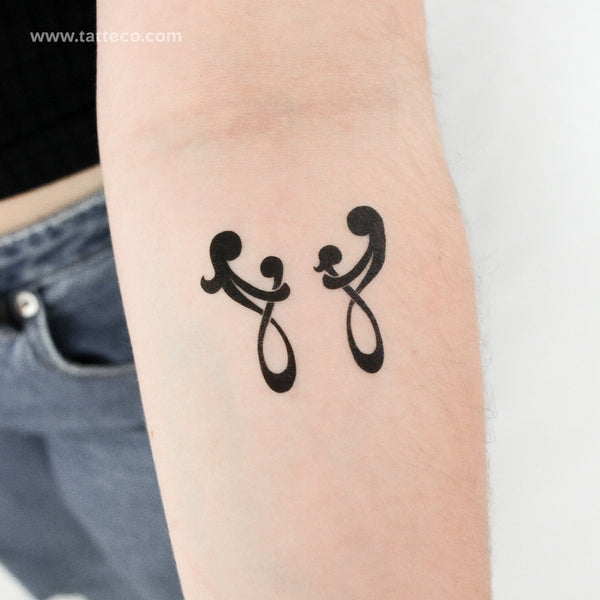 Small Parents And Children Symbol Temporary Tattoo - Set of 3