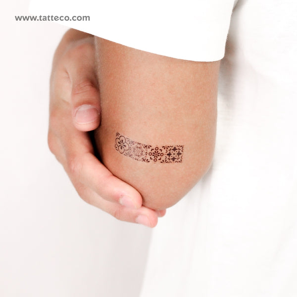 Four Portuguese Tiles Temporary Tattoo - Set of 3