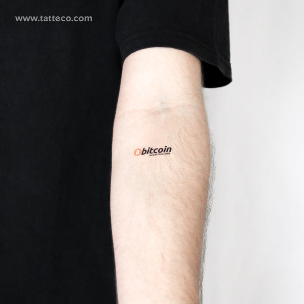 Bitcoin Accepted Here Temporary Tattoo - Set of 3