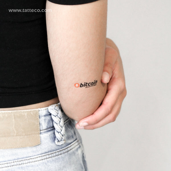 Bitcoin Accepted Here Temporary Tattoo - Set of 3