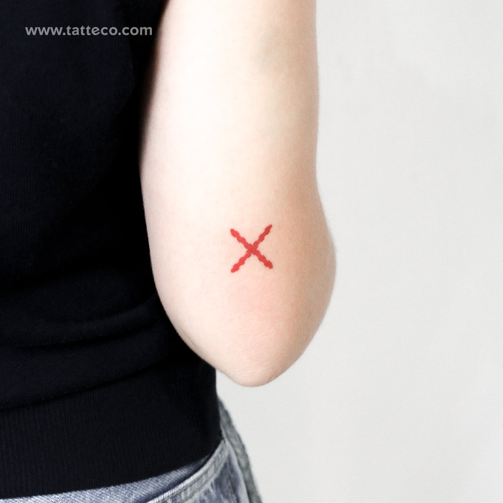 Small Cross Of Burgundy Temporary Tattoo - Set of 3