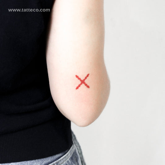 Small Cross Of Burgundy Temporary Tattoo - Set of 3