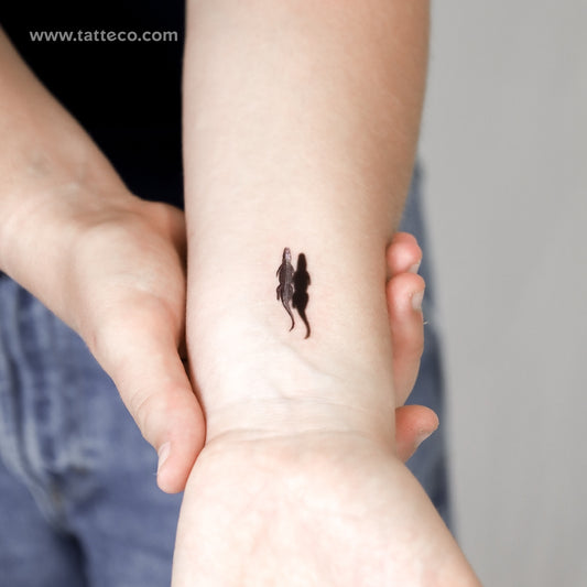 Alligator And Shadow Temporary Tattoo - Set of 3