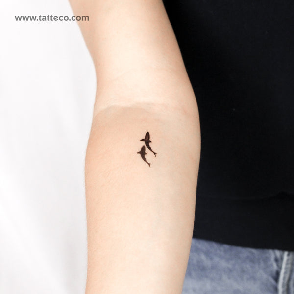 Small Shark And Shadow Temporary Tattoo - Set of 3
