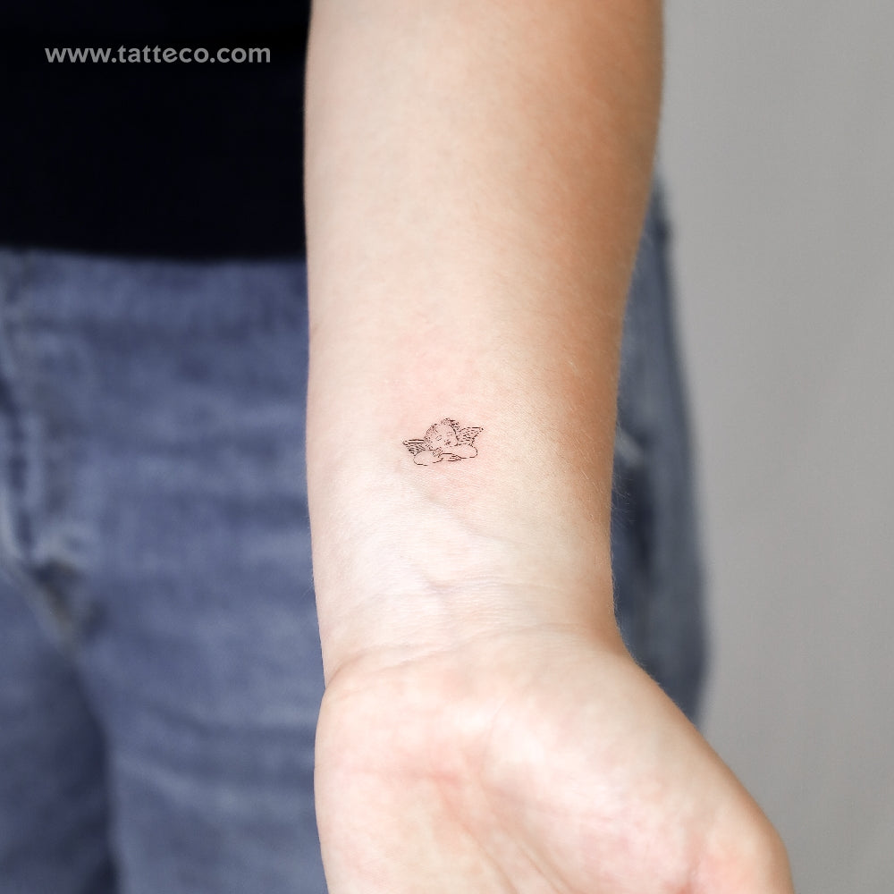 Tiny Sleeping Cherub Temporary Tattoo - Set of 3