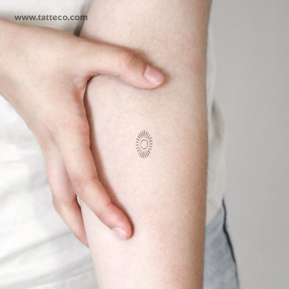 Oval Shining Sun Temporary Tattoo - Set of 3