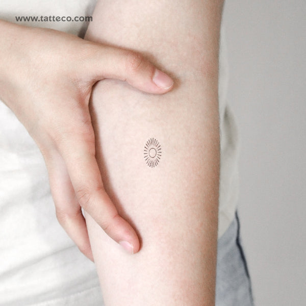 Oval Shining Sun Temporary Tattoo - Set of 3