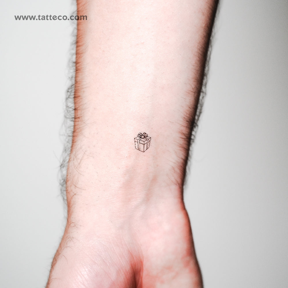 Tiny Gift Box Temporary Tattoo - Set of 3