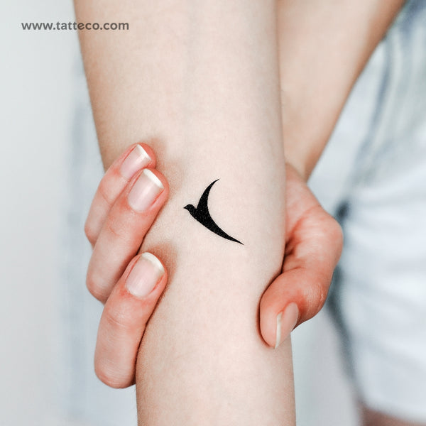 Minimal Black Hummingbird Temporary Tattoo - Set of 3