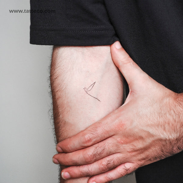 Continuous Line Bird Temporary Tattoo - Set of 3